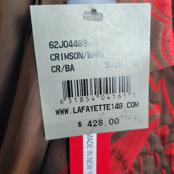 NWT Women's Lafayette 148 NY Red Notched Lapel Paisley Jacket (Size: 10 Petite) - Picture 4 of 14